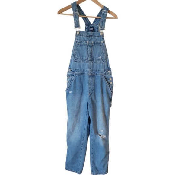GAP blue slouchy distressed overall - Picture 2 of 7